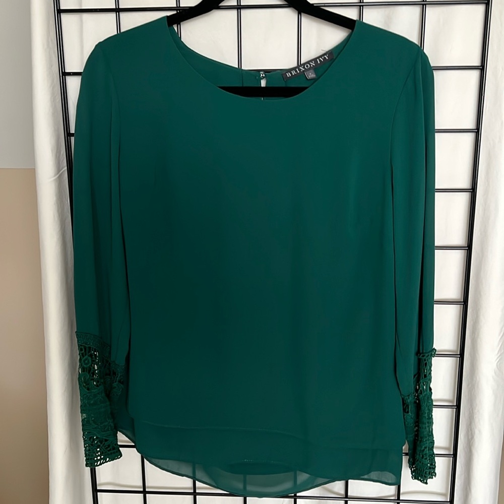Brixon Ivy Emerald Green Crochet Cuff Sleeves Small